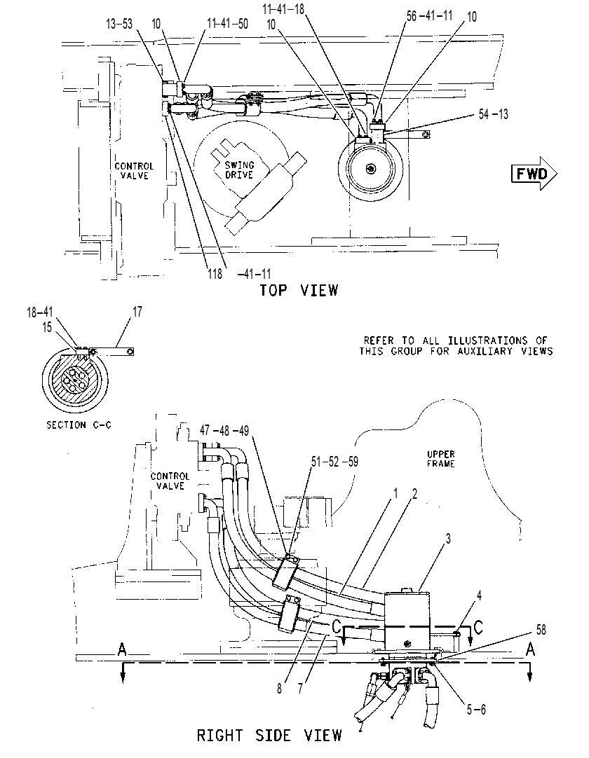 Трубопроводы мотора хода 7Y8010 CAT
