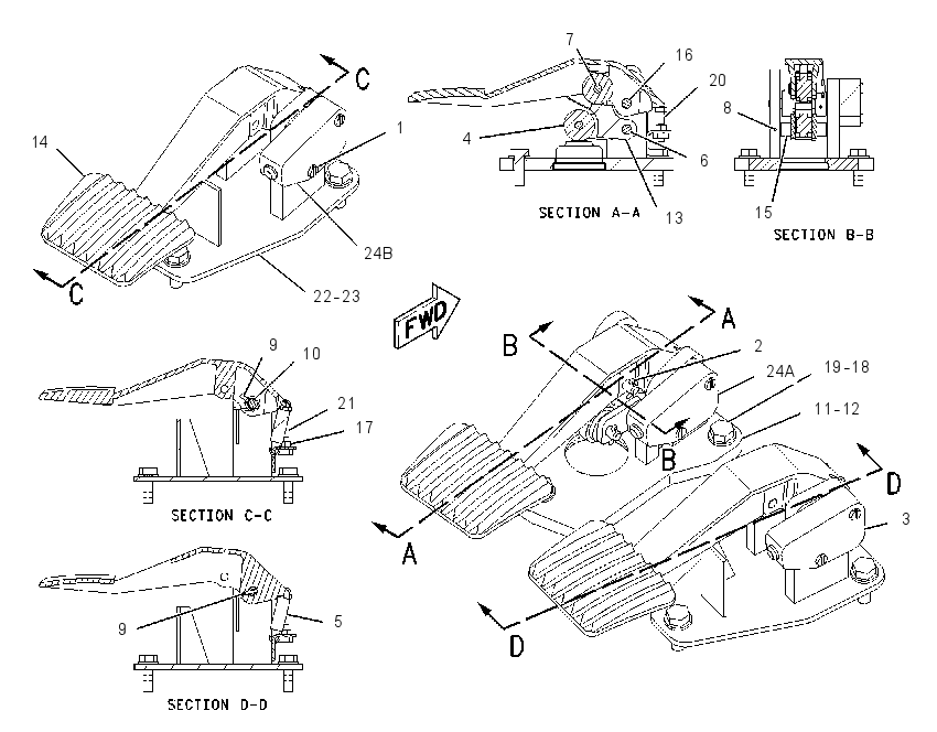 PEDAL GP-BRAKE, XMSN & GOV 8X8982 CAT