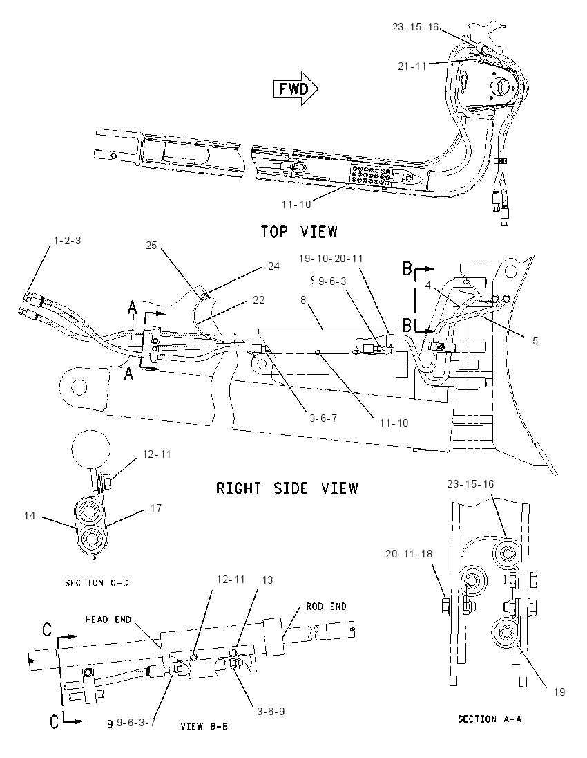 ANGLE AND TILT CYLINDER LINES 1090238 CAT