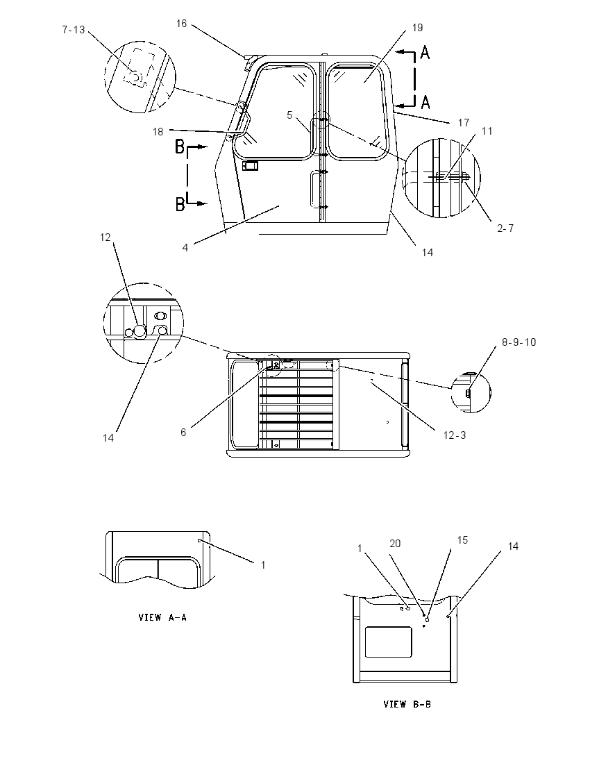 Кабина закрытая с ROPS 1437278 CAT