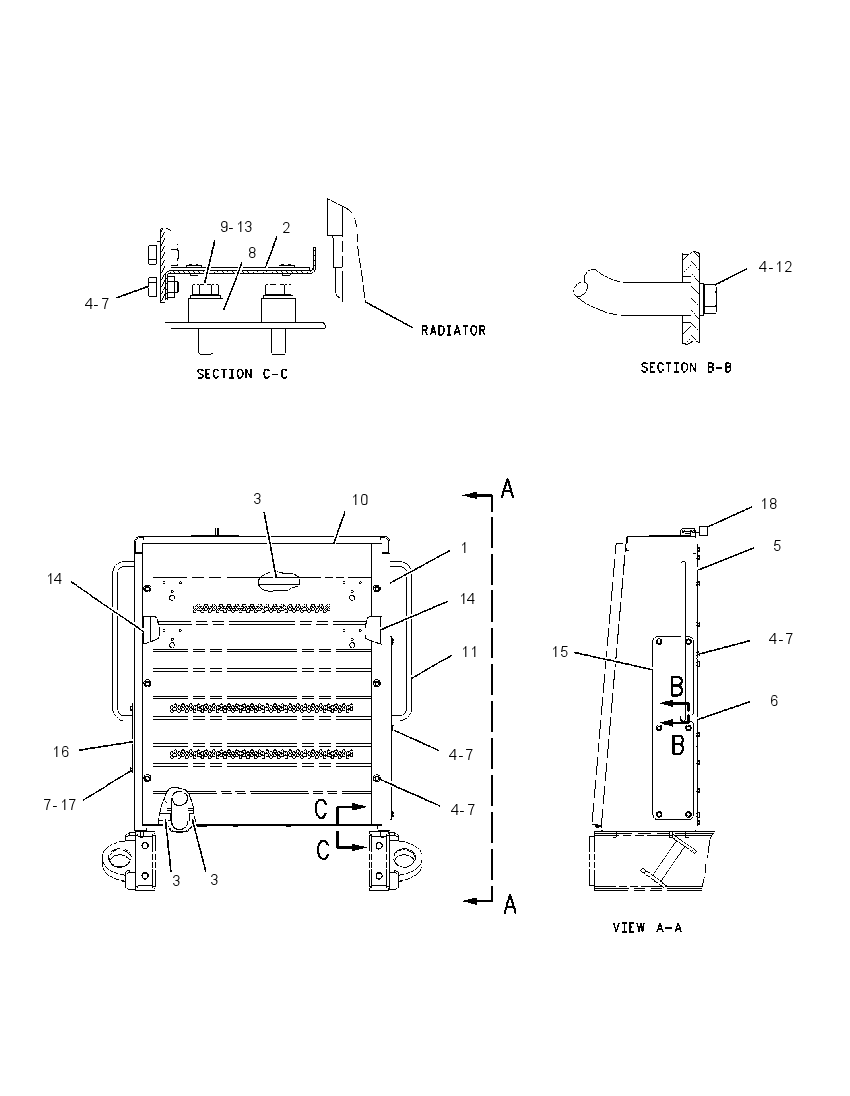 GUARD & SUPPORT GP-RADIATOR 1387057 CAT