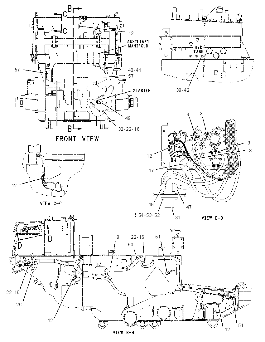 Проводка машины 1245844 CAT
