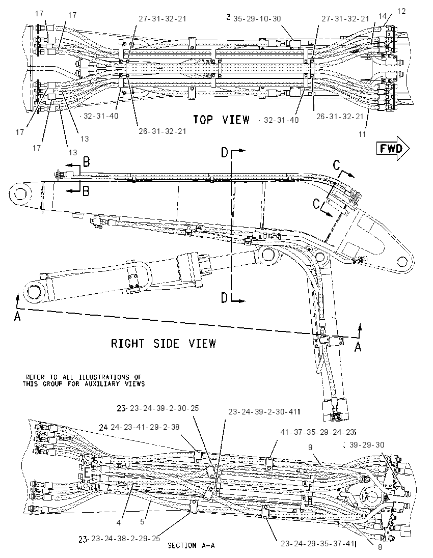 Трубопроводы стрелы 1851460 CAT