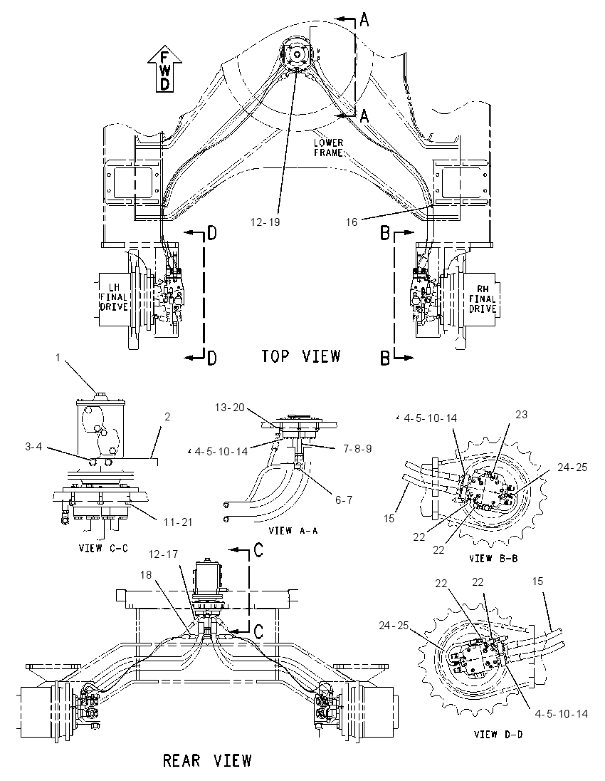 Трубопроводы мотора хода 9Q5819 CAT