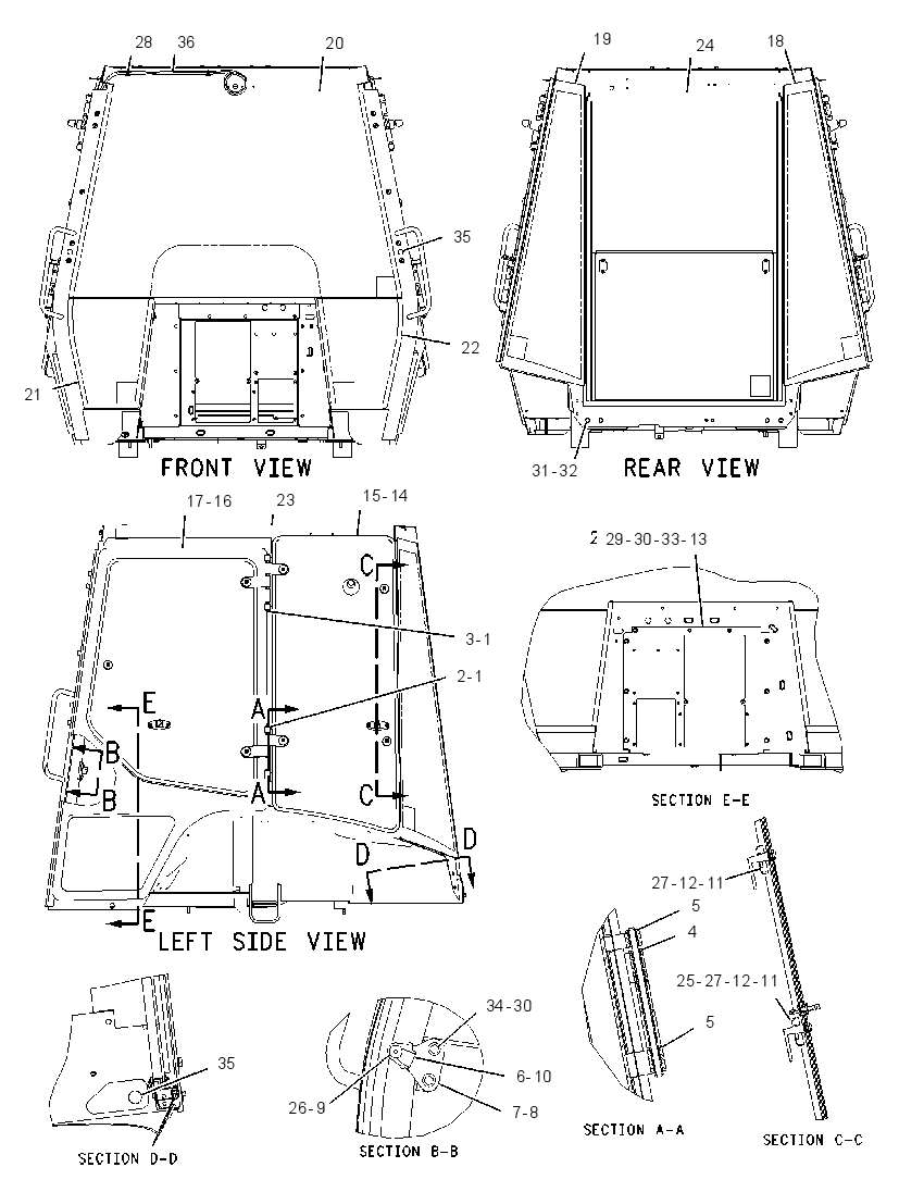 Кабина закрытая с ROPS 1641140 CAT