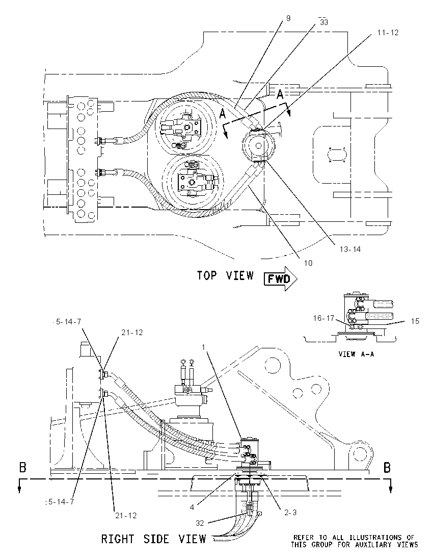 Трубопроводы мотора хода 2119373 CAT