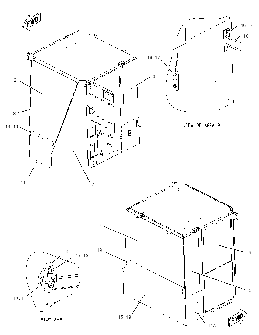 Кабина закрытая с ROPS 2129427 CAT