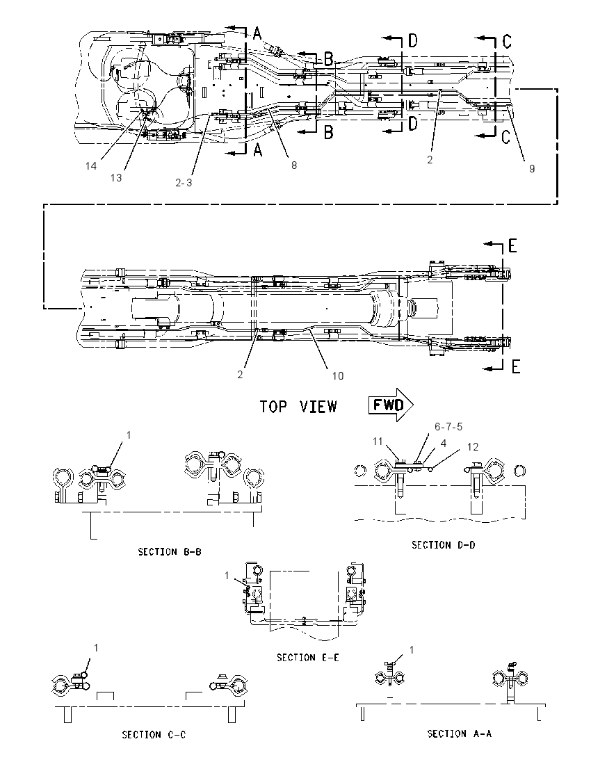 LINES GP-BOOM DRAIN 1505073 CAT