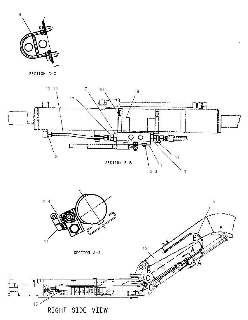 Трубопроводы цилиндра стрелы 1966812 CAT