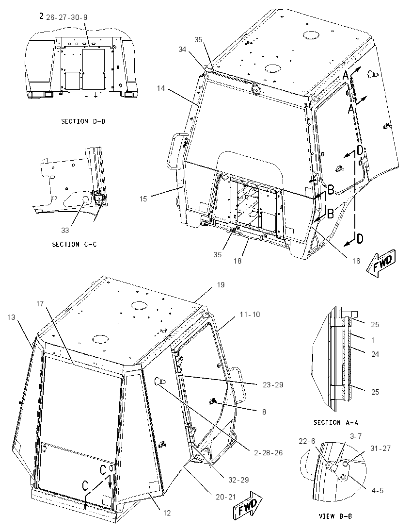 Кабина закрытая с ROPS 2269096 CAT