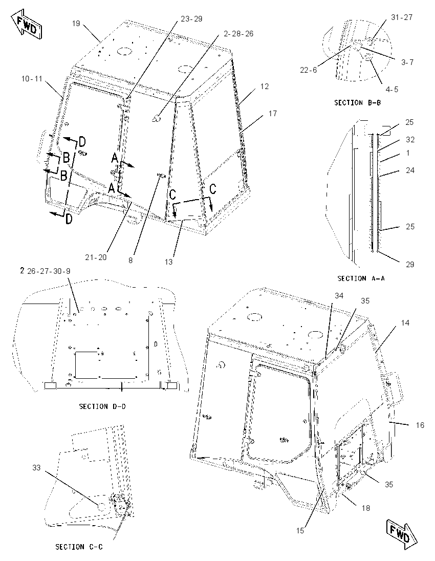 Кабина закрытая с ROPS 2269095 CAT