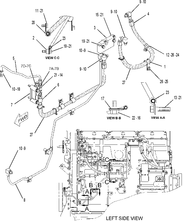 LINES GP-FUEL BYPASS 2564308 CAT