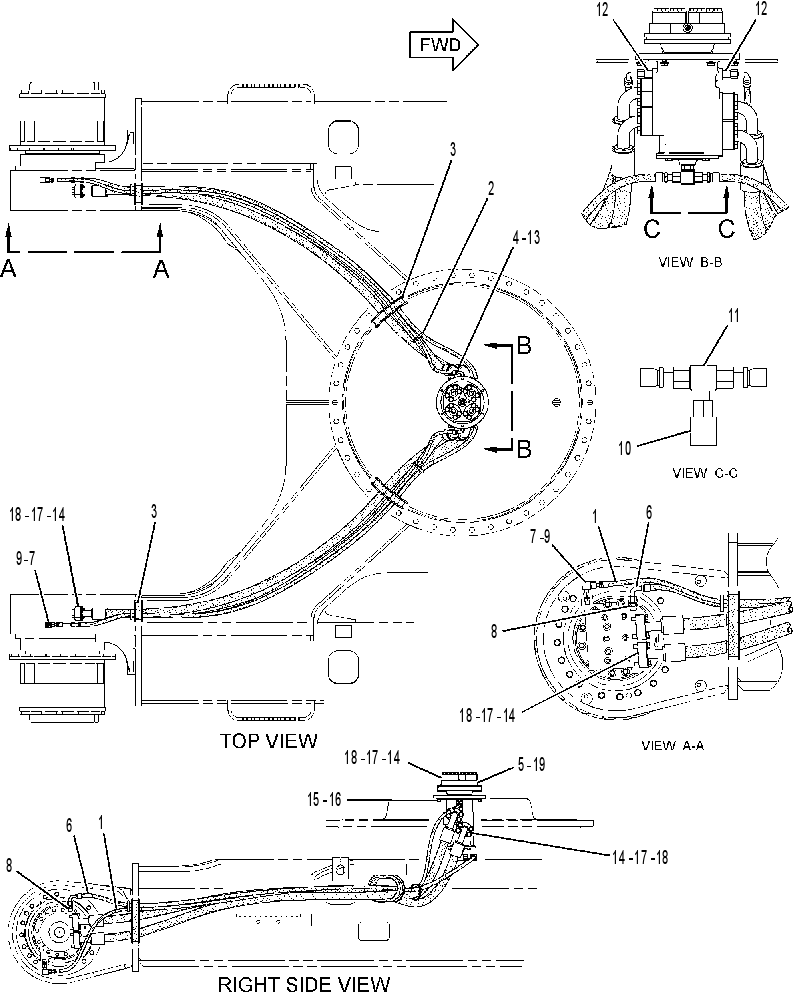 Трубопроводы мотора хода 2270543 CAT