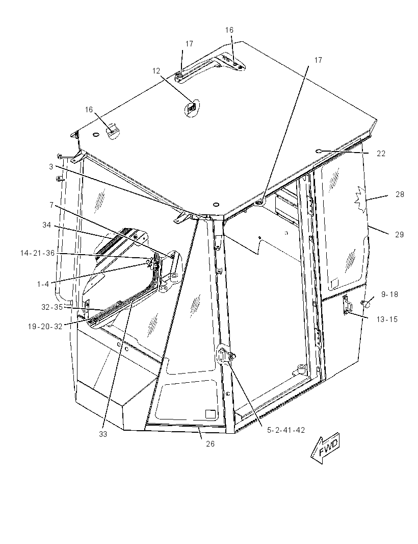 Кабина закрытая с ROPS 2507771 CAT