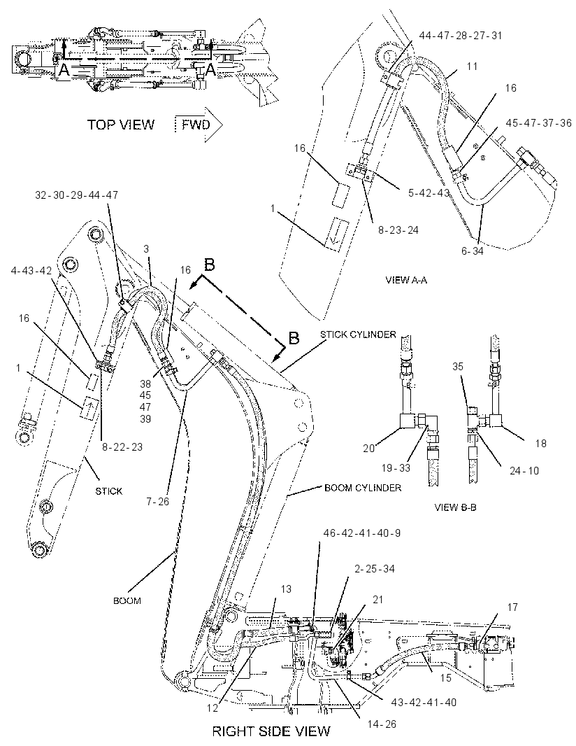 Трубопроводы вспомогательные обратной лопаты 2493727 CAT
