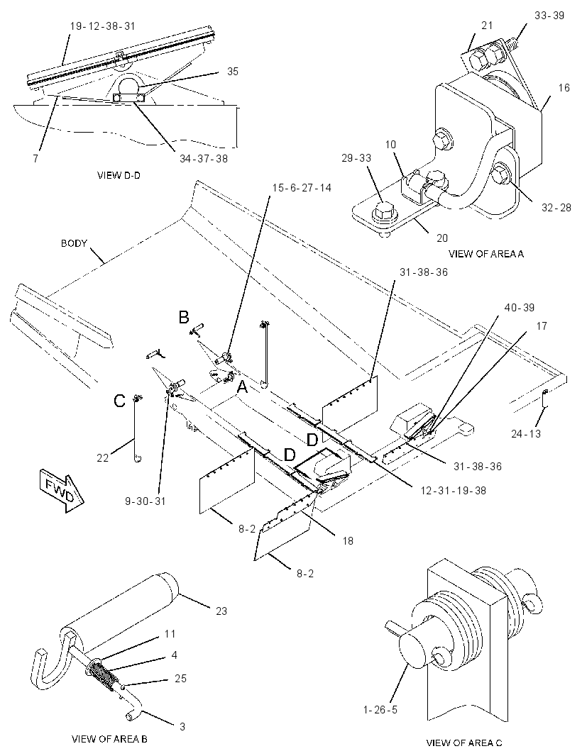 MOUNTING GP-TRUCK BODY 2304625 CAT