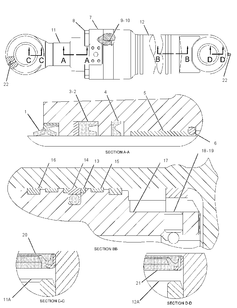 Цилиндр с уплотнениями ковша 2667985 CAT