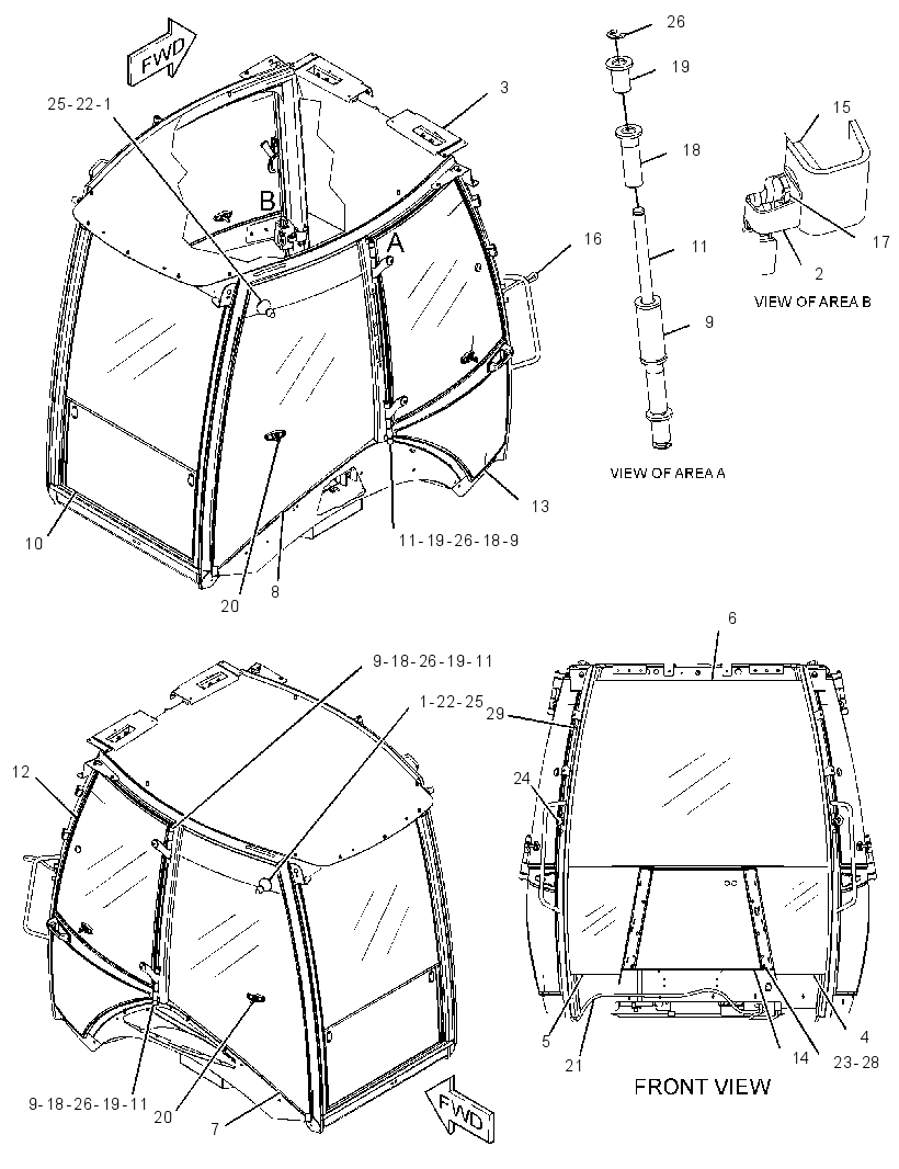 Кабина закрытая с ROPS 2061891 CAT