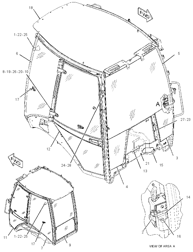 Кабина закрытая с ROPS 2935073 CAT