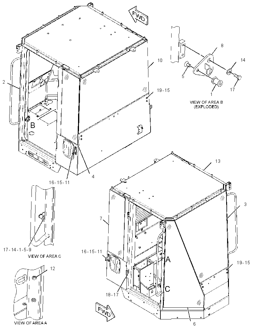 Кабина закрытая с ROPS 2358085 CAT