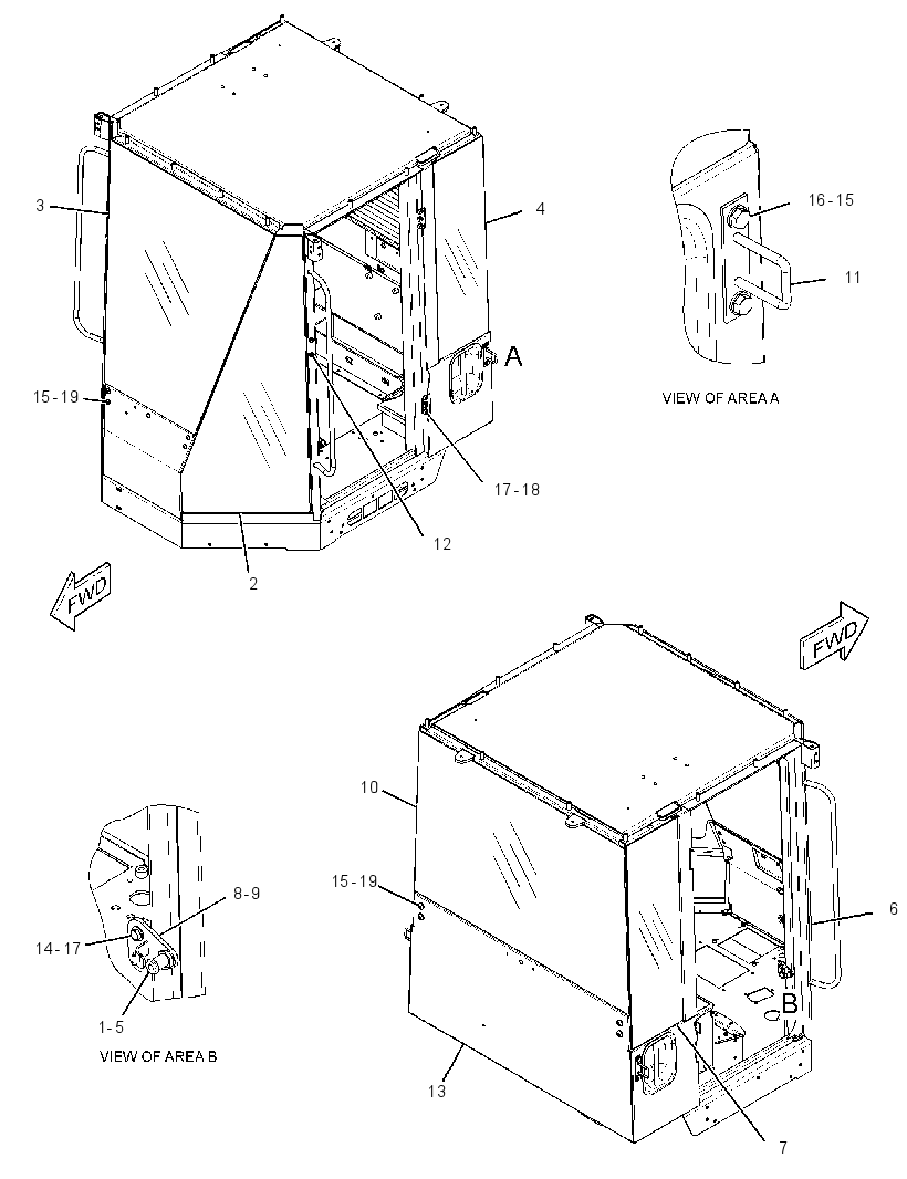 Кабина закрытая с ROPS 2908499 CAT