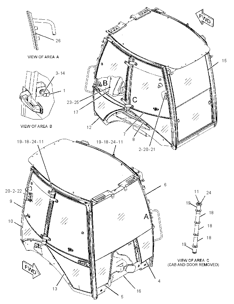 Кабина закрытая с ROPS 2719124 CAT