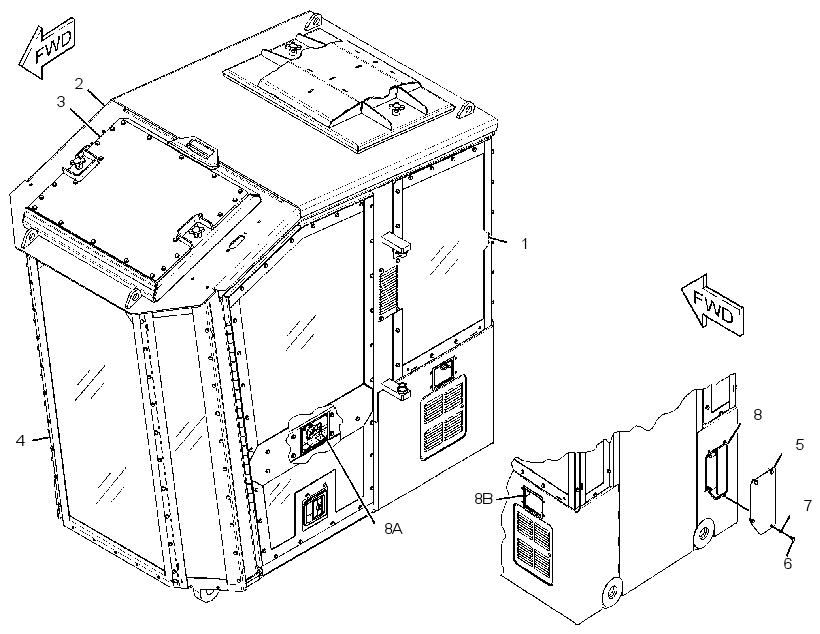 Кабина закрытая с ROPS 2385013 CAT