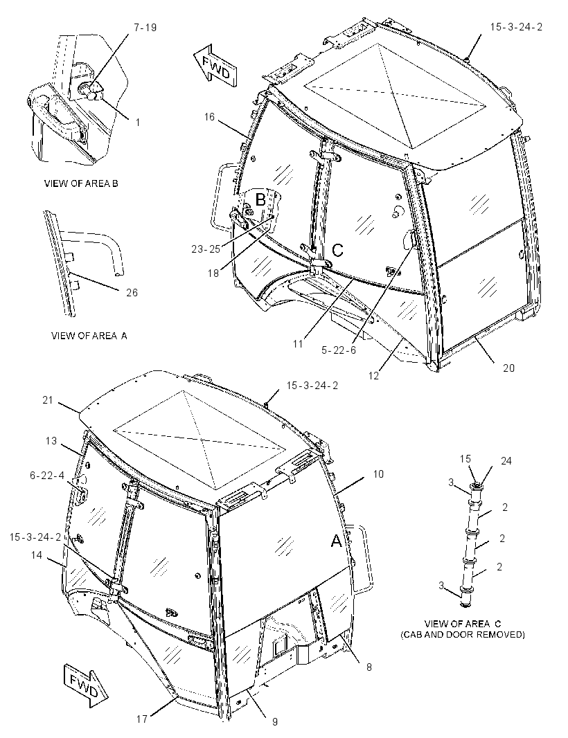 Кабина закрытая с ROPS 2848411 CAT
