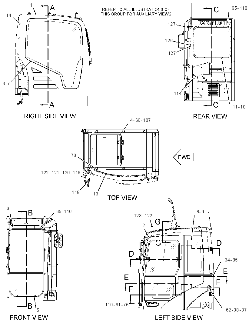 Кабина закрытая с ROPS 2597275 CAT