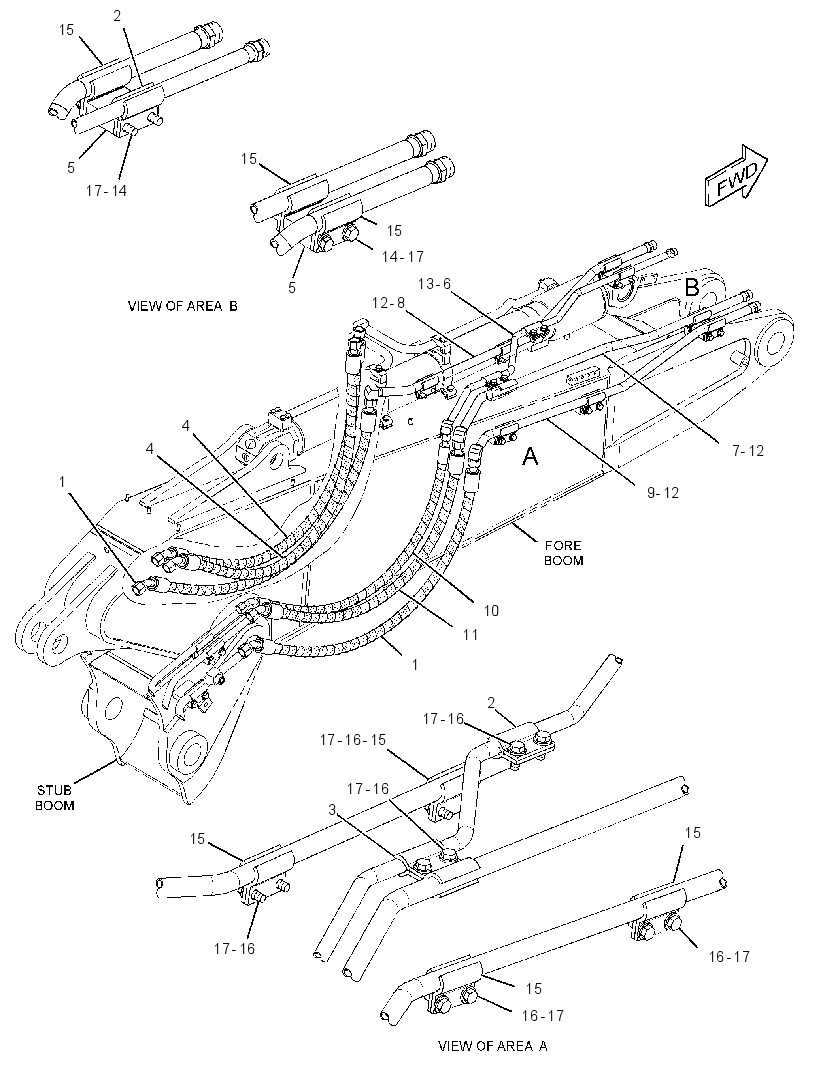 Трубопроводы стрелы 3029186 CAT
