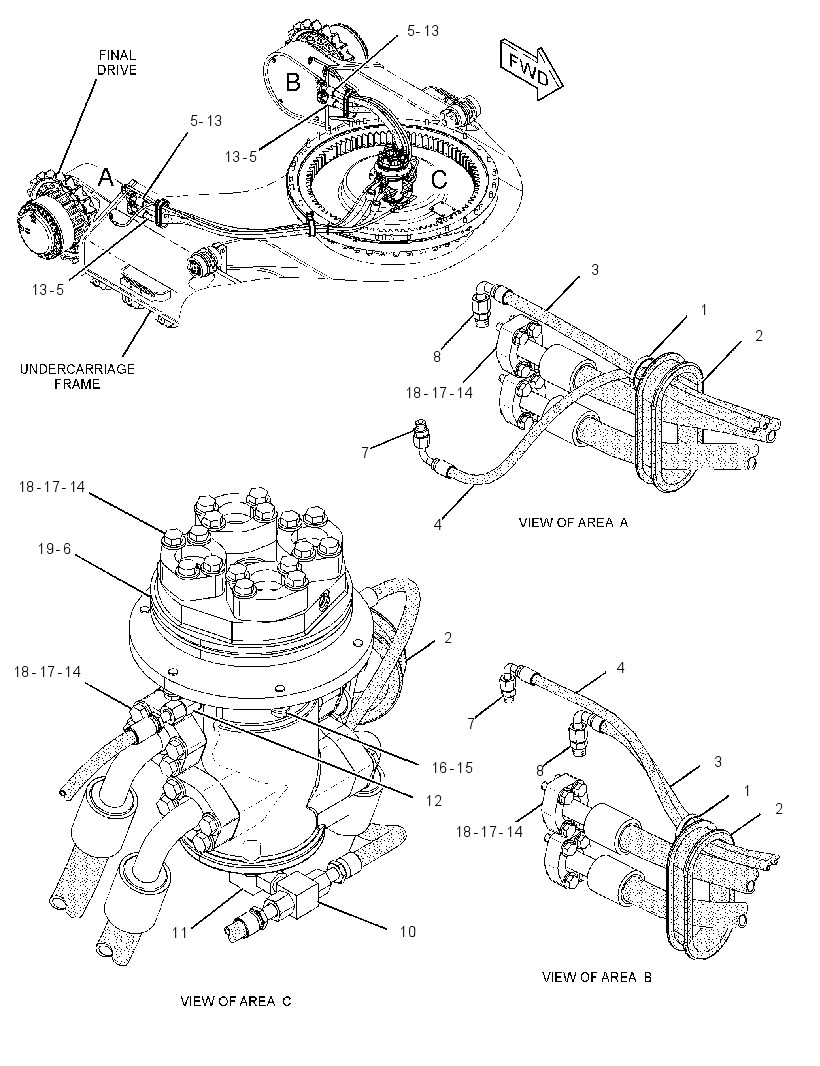 Трубопроводы мотора хода 2270542 CAT
