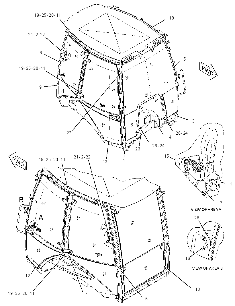 Кабина закрытая с ROPS 2935074 CAT