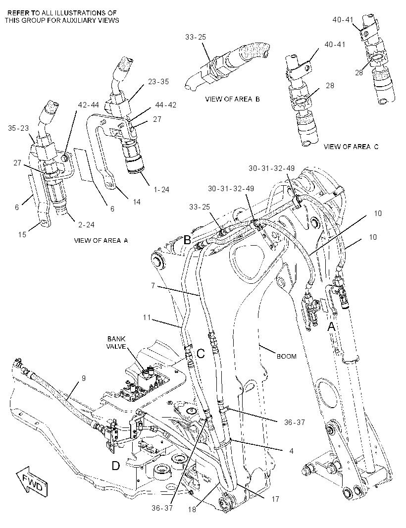 Трубопроводы вспомогательные обратной лопаты 2662407 CAT