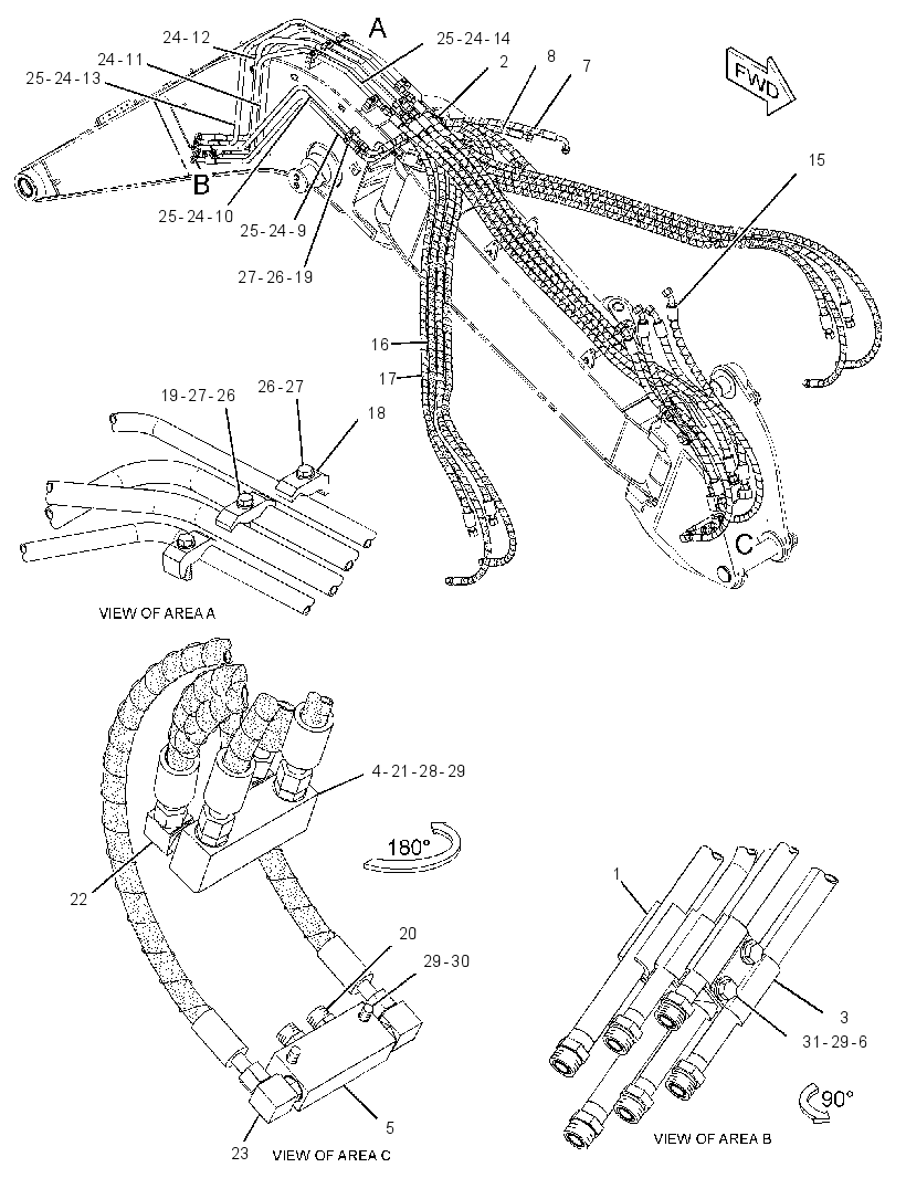 Трубопроводы стрелы 3023187 CAT
