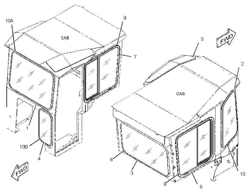 Окно кабины 3036245 CAT