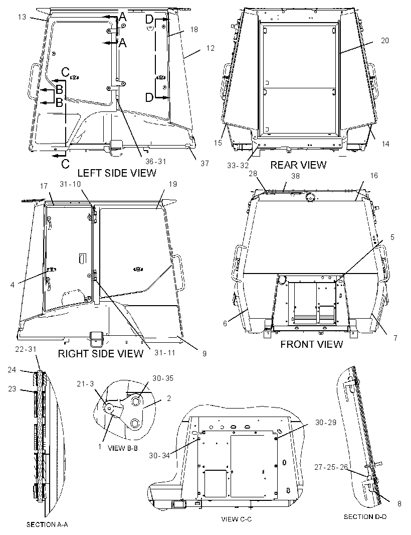 Кабина закрытая с ROPS 2417538 CAT