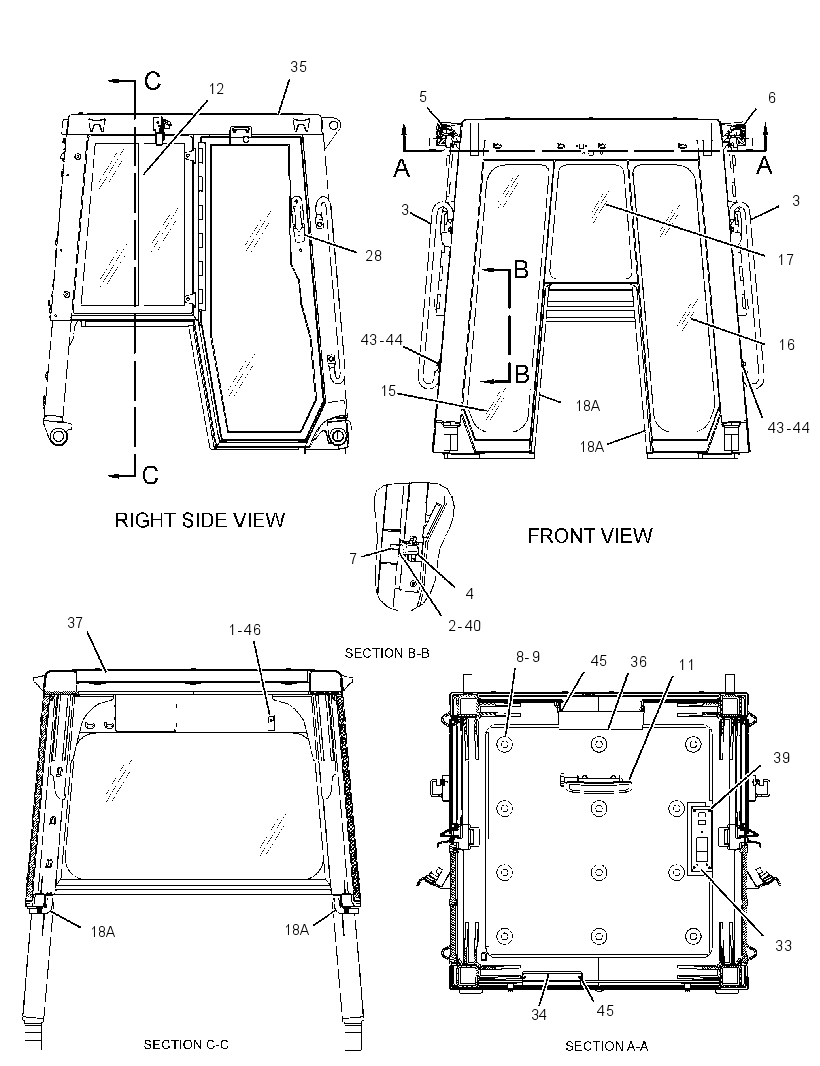 Кабина закрытая с ROPS 3066657 CAT