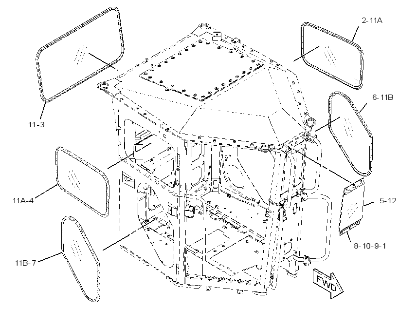 Окно кабины 3503571 CAT