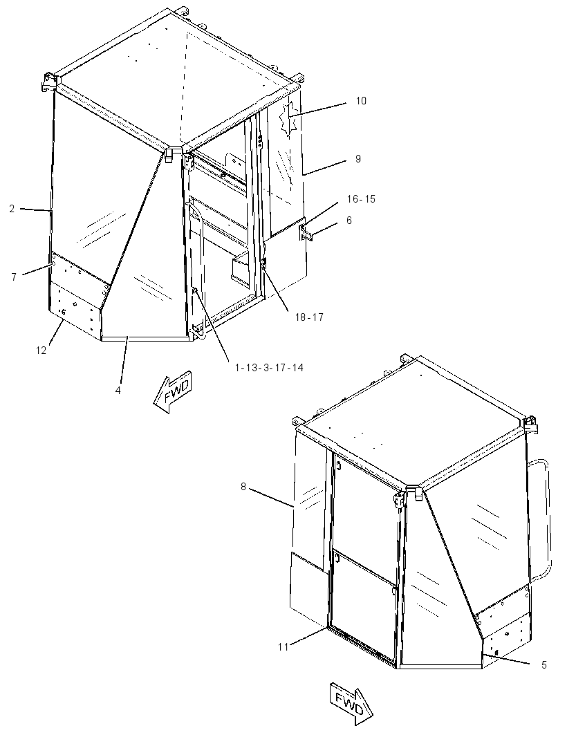 Кабина закрытая с ROPS 3331669 CAT