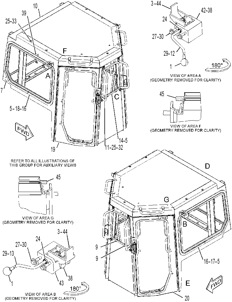 Кабина закрытая с ROPS 3706037 CAT