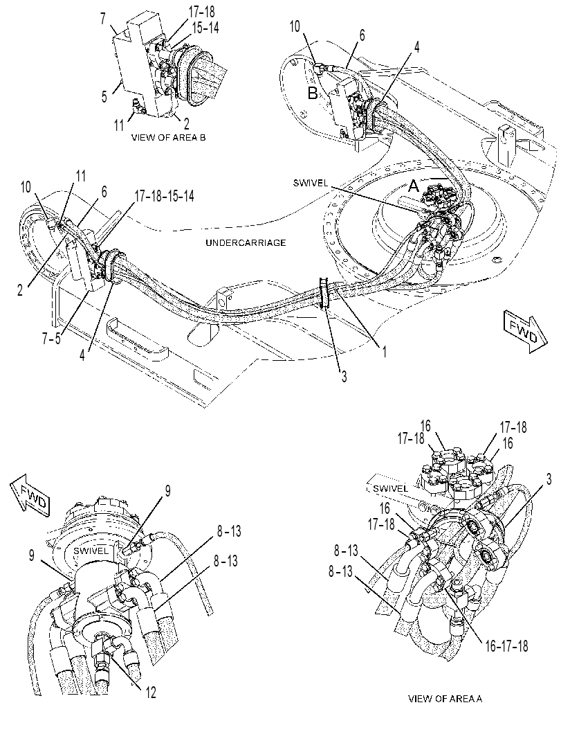 Трубопроводы мотора хода 3302509 CAT