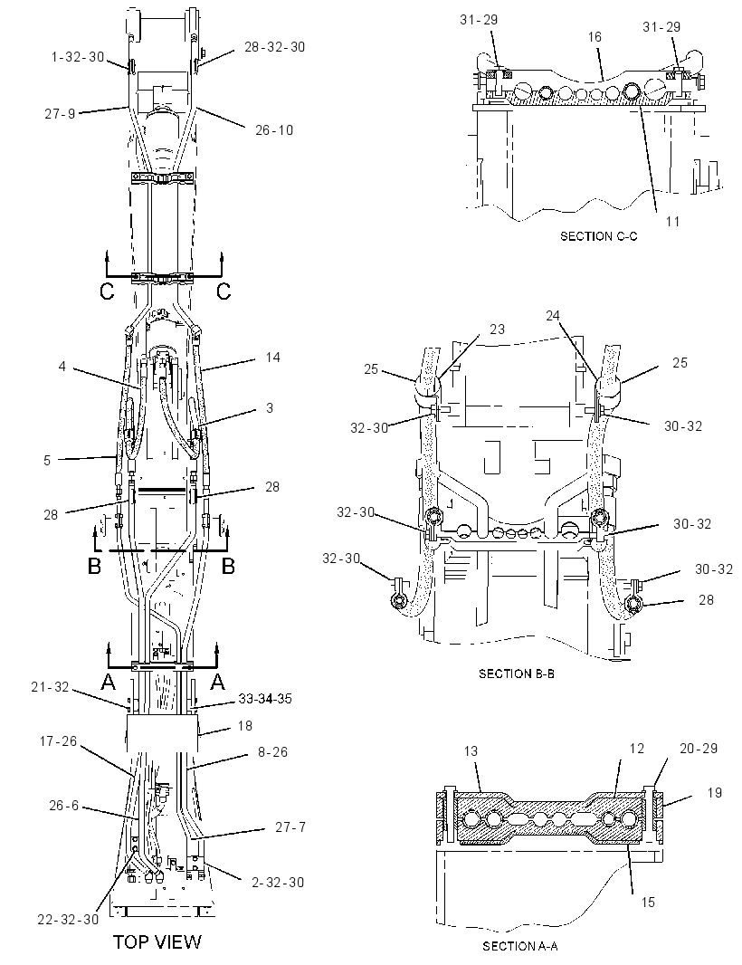 Трубопроводы стрелы 3525884 CAT