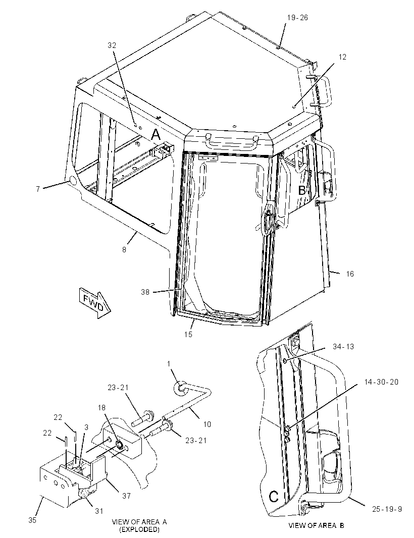 Кабина закрытая с ROPS 3749582 CAT