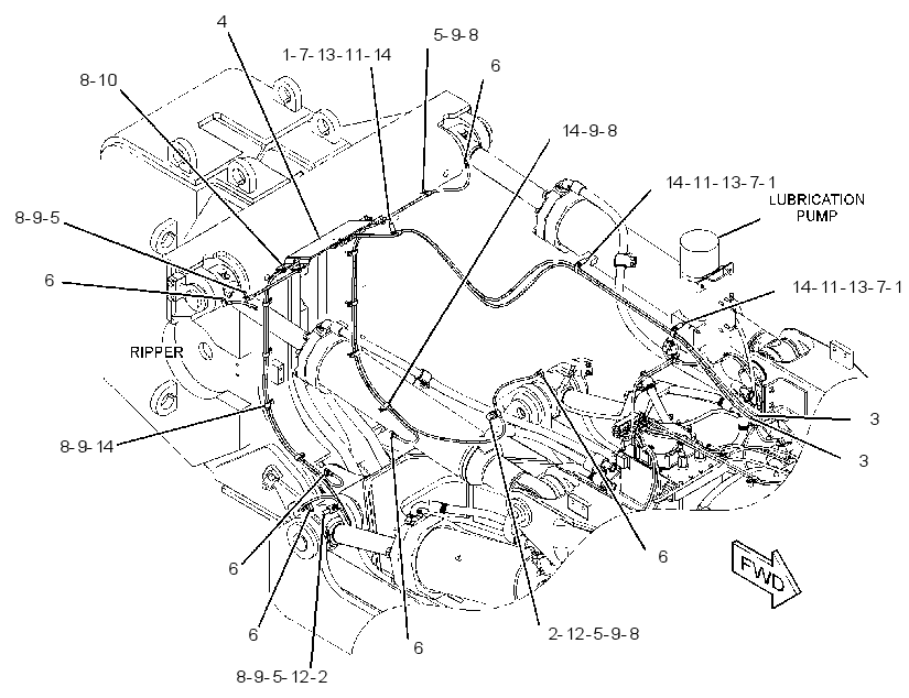 LINES GP-REAR LUBRICATION 3628508 CAT