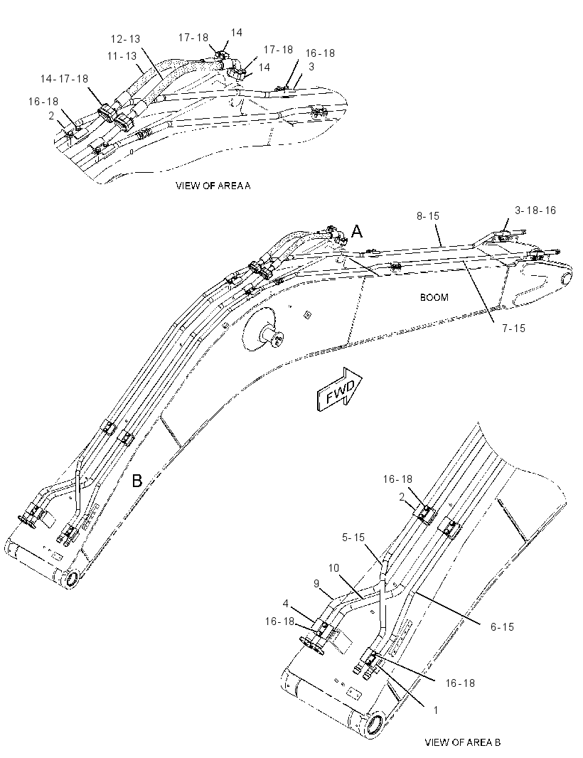 Трубопроводы стрелы 3708837 CAT
