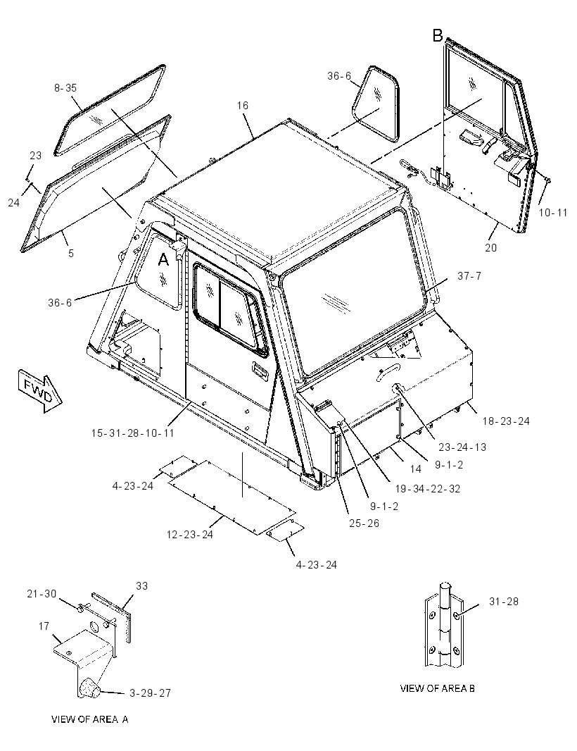 Кабина закрытая с ROPS 3446512 CAT