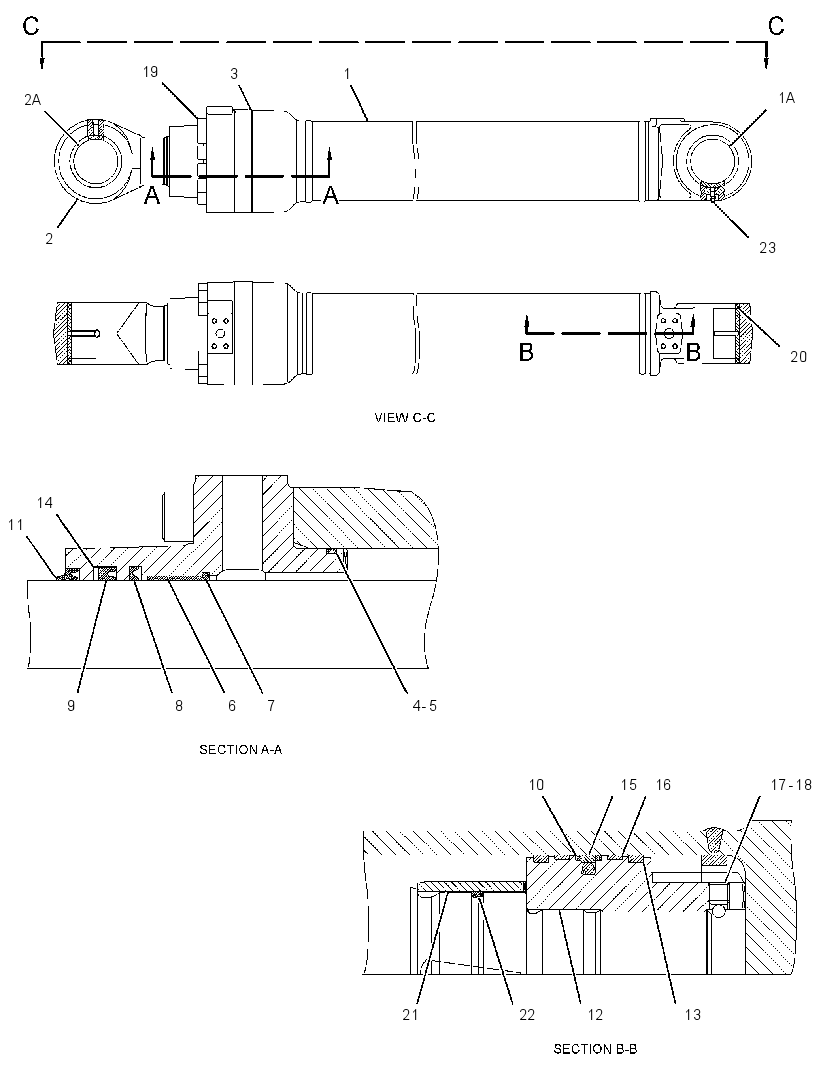 Цилиндр с уплотнениями стрелы 3319283 CAT