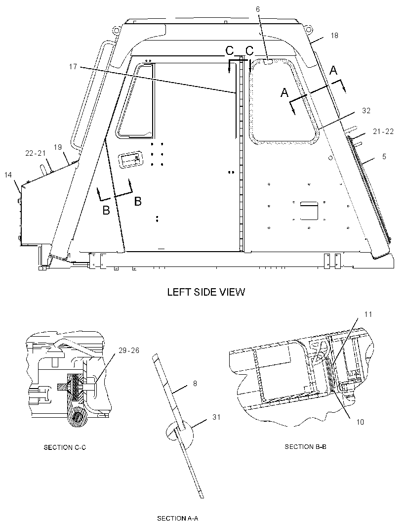 Кабина закрытая с ROPS 3644023 CAT