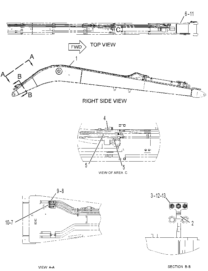 Трубопроводы стрелы 3568114 CAT