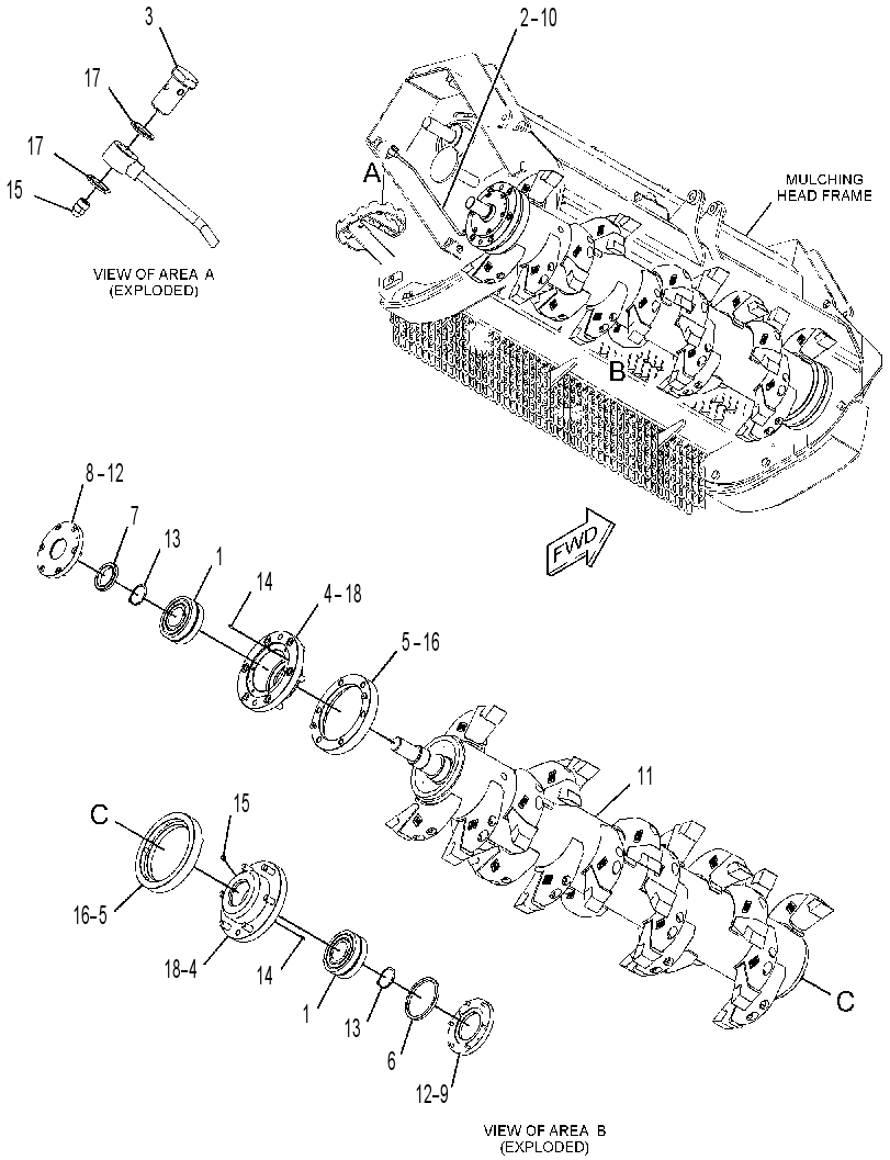 DRUM GP-MULCHING HEAD 3275806 CAT